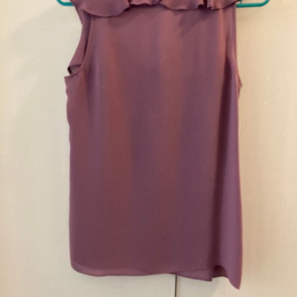 100% Silk Ruffle Blouse Tank Top – Banana Republic Mauve XS - Picture 8 of 9